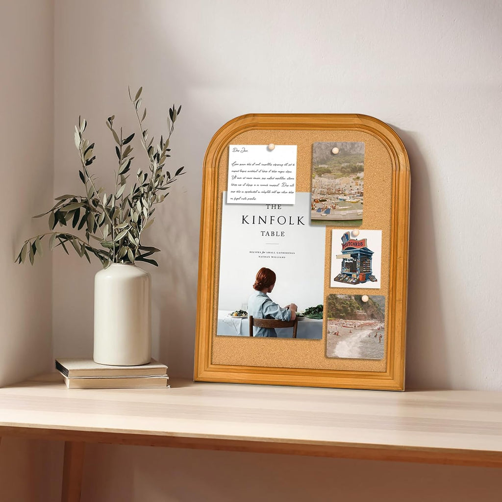 Cork Board for Walls, 17X13 inches Bulletin Board with Frame, Decorative Hanging Pin Board Vision Board Message Board for Office School Home Decor(2R&2S,4333,1p)