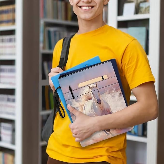 COEQINE Running Horse Book Covers for Paperbacks Teens Girls Elementary Book Sleeves with Zipper for Birthday Book Protector Book Lovers