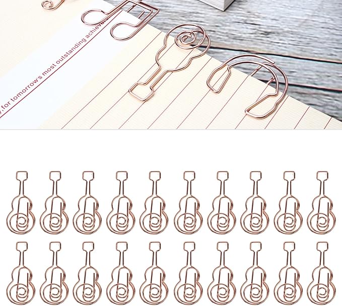 Shaped Paper Clips, Cute Guitar Shaped Paper Clips Notebook Metal Material for