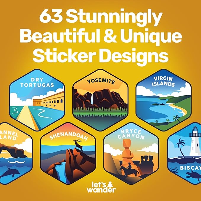 LET'S WANDER National Parks Water Bottle with Waterproof Stickers - 32oz Leakproof Insulated Stainless Steel with Straw - Parks of the USA Hiker Bucket List Gift Bottle [BLUE]