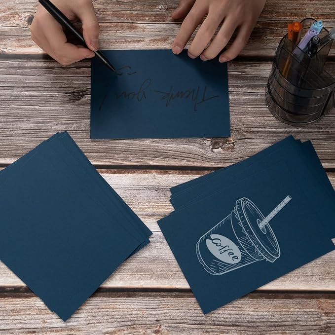 100 Pack Thick Paper Cardstock Blank Heavy Cards Stock for Invitations, Greeting Cards Making, Postcards, Photos, 250GSM Thick Paper (Navy Blue, 5x7 inches)