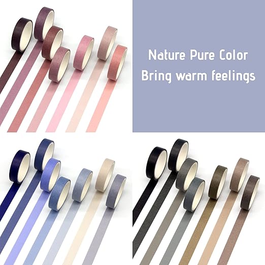 Mooker 39 Rolls Washi Tape Set - Morandi Colored Masking Tape, Thin Vintage Tape for Journaling, Scrapbooking Supplies, Crafts Aesthetic, Gift (Nature Color 10mm)