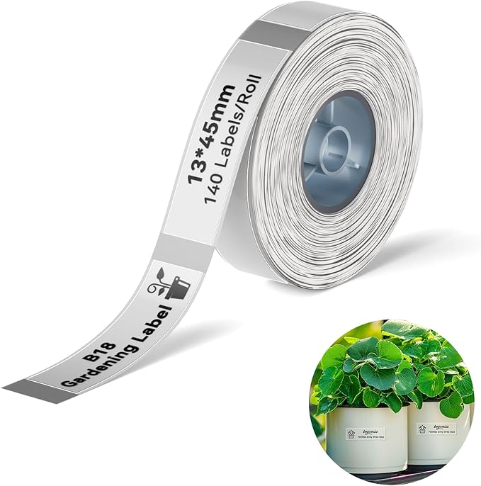 NIIMBOT Thermal Transfer Labels, Only for B18 Label Maker, Durable PET Material, Waterproof and High-Temperature Resistance, Long Storage Time (0.51''×1.77''-Clear Gardening)