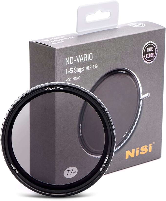 NiSi - 105mm Swift True Color ND-Vario, 1-5 Stops (ND2-ND32) Variable ND Filter, Dustproof and Waterproof Nano Coating Optical Glass, No Vignetting and X Effect with Lens Filter Case and Lens Cap