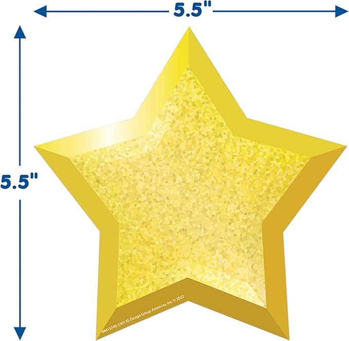 Eureka Gold Star Paper Cut-Out Classroom Decorations for Teachers, 36 Pieces
