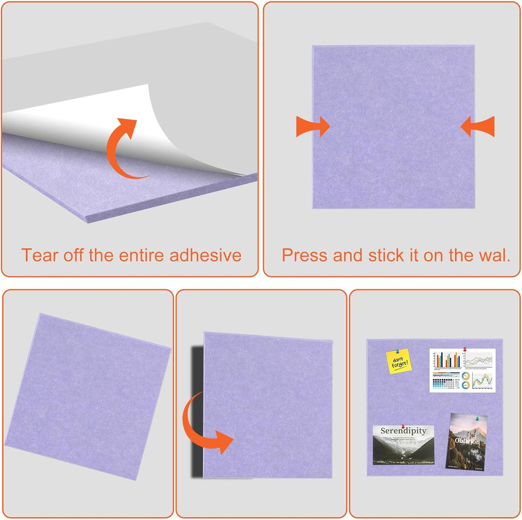 Cork Boards for Walls 48" x 36" Felt Board Alternative, 12 Pack Felt Wall Tiles Bulletin Board, Large Cork Board for Office Pin Board Tack Board Cork Boards