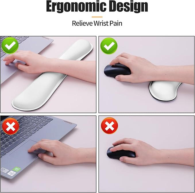 Bloss Leather Desk Pad and Keyboard Wrist Rest, Large Mouse Pad + Keyboard Pad+Mouse Wrist Support, Non-Slip Desk Mat Protector for Office, Home(31.5×15.7 Inches,White)