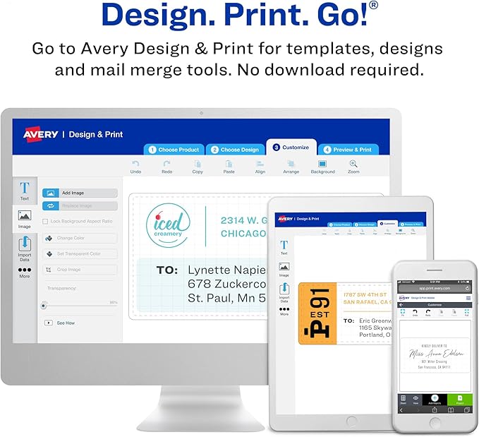 Avery Address Labels with Sure Feed and Easy Peel Technology, Glossy White Labels, 1" x 2-5/8", Permanent Adhesive, Laser/Inkjet, 300 Glossy Labels (6525)