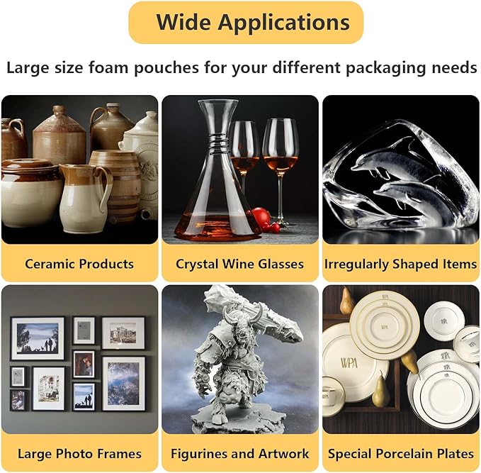 16”x24” 50Pack Foam Pouches, Large Moving Supplies for Packing Dishes Artwork, 0.5MM Thick Cushion Foam Bags for Storing Shipping Breakables, fragile Padding Material Sleeves for Fragile Plates China