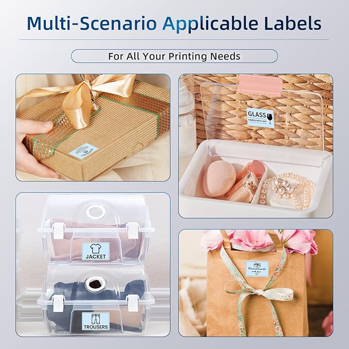 Phomemo Thermal Labels for M110/M120/M220/M150/M250/M221 Label Maker, Self-Adhesive Thermal Label 1.57"x1.18"(40x30mm),230 Labels/Roll, for Barcode,Address, Name, Blue