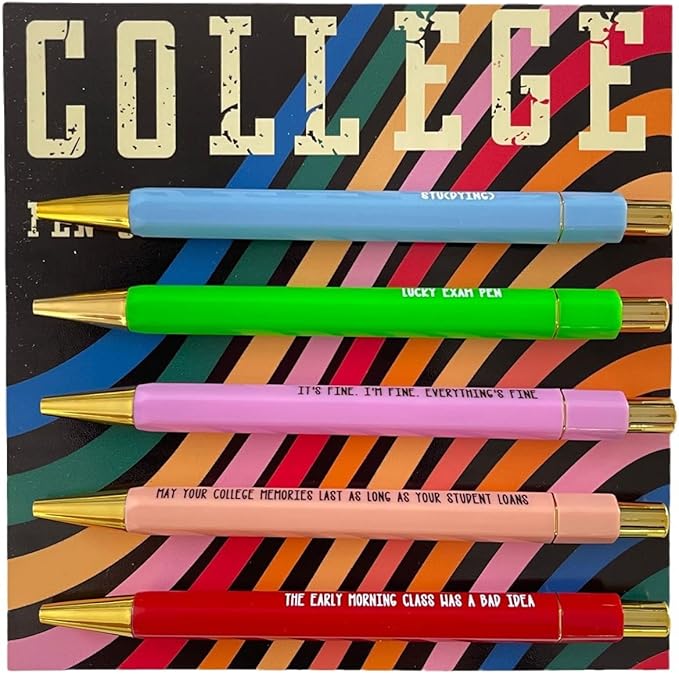 Funny pens,5-Count,Black Ink,Medium Nib 1.0mm,Funny Office Gifts for Coworkers,Personalized Pens Vibrant Funny Quotes Word Daily Pen (College Pens)