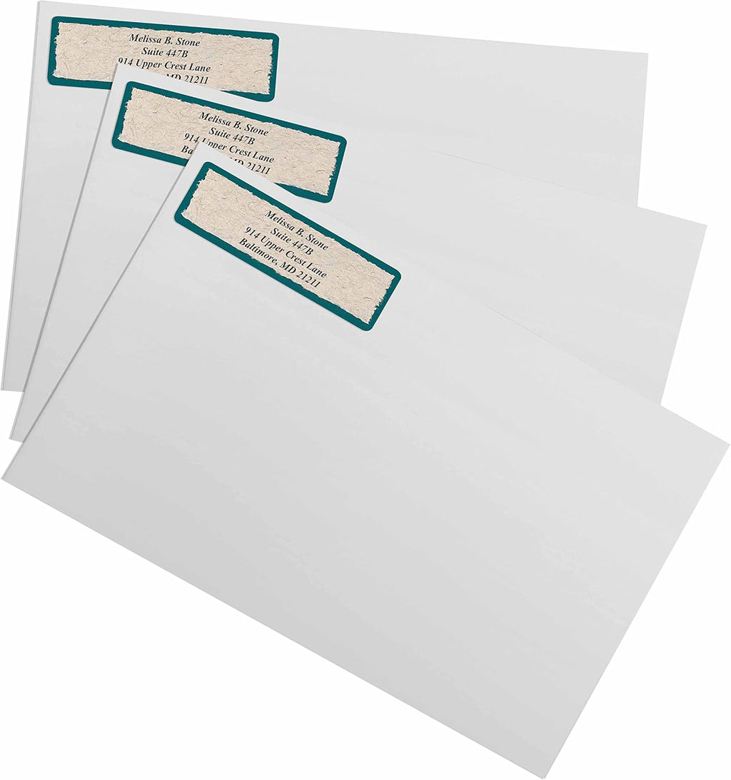 Natural Kraft Parchment Rolled Address Labels with Elegant Plastic Dispenser