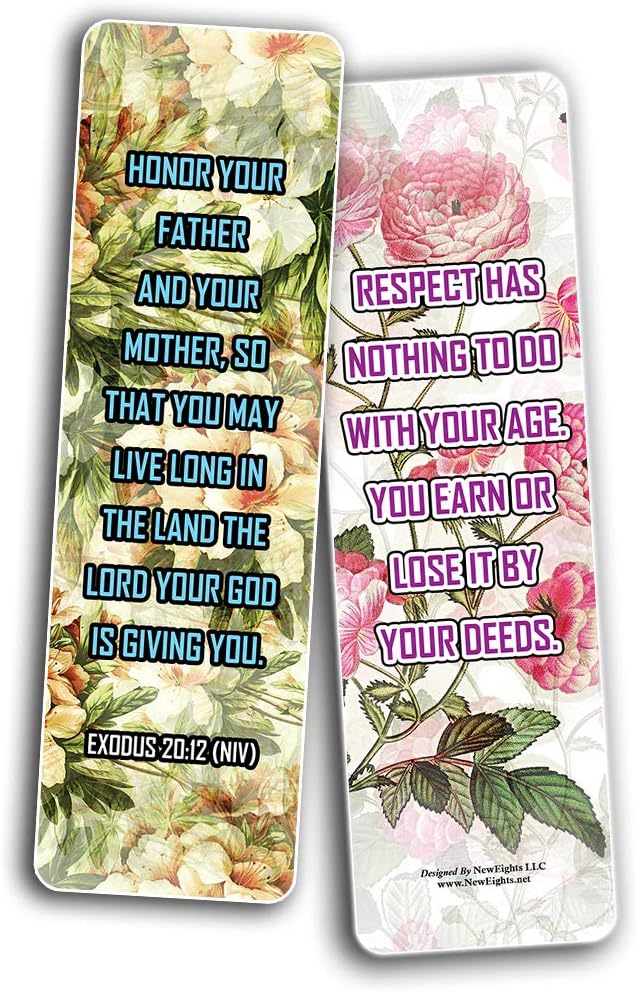 NewEights Famous Verses and Quotes on Respect (12-Pack) – Daily Motivational Card Set – Collection Set Book Page Clippers – Ideal for Church Events