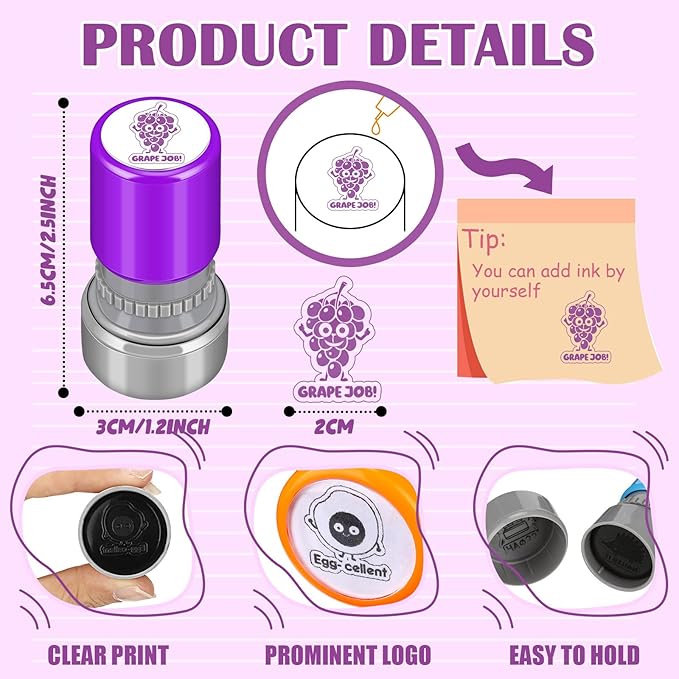 Yinder 24 Pcs Teacher Stamps for Classroom Self Inking Classroom Stamps Bulk for Teachers Elementary Colorful Motivational Encouraging Gifts(Lovely Animal)