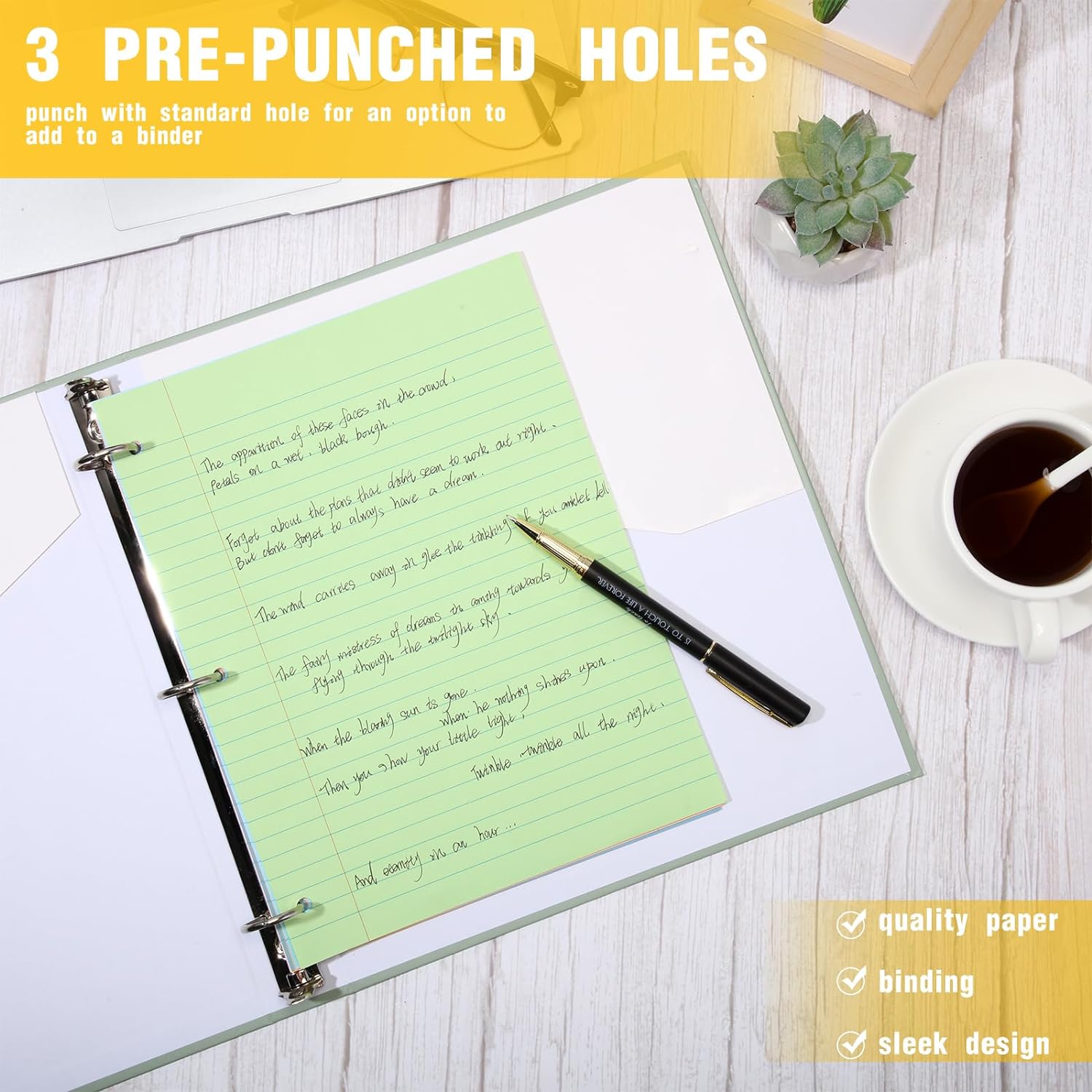 PerKoop 600 Sheets Colored Loose Leaf Paper 8.5" x 11" college ruled Lined 3 Hole Punched notebook Filler Paper for 3 Ring Binders Office School Supplies (Many Color)