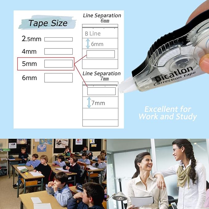 10-Count pack White Out Easy to Use Correction Tape Quick Dry Tear Resistant Shaped Applicator Instant Corrections Correct Wrong Writing At Any Time For Office Students school Home