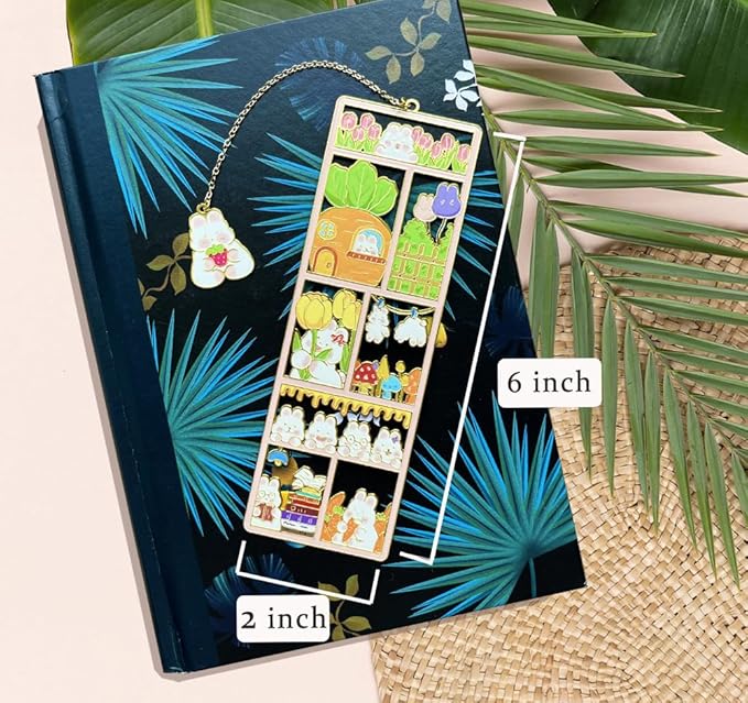 Metal Cat Bookmarks with Gift Box, Cat Pendent Book Markers for Book Lovers Bestfriend Cute Birthday Gifts Appreciation Gifts Mothers Day Teacher Student Gifts (Rabbit)