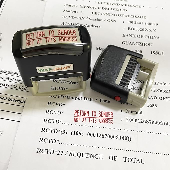 WAFJAMF Return to Sender Not at This Address Stamp – Self Inking Stamp Office Stamp Message Stamp Red Ink-Medium