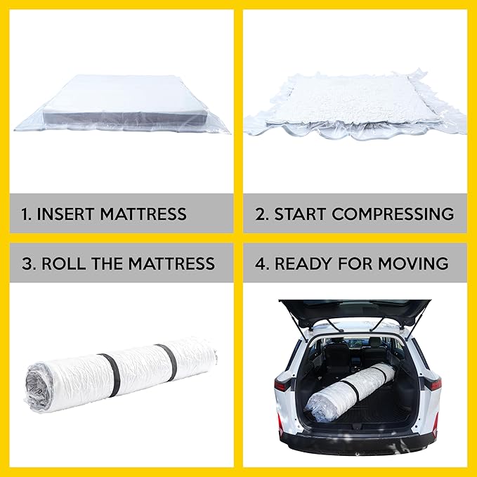 Vacuum Mattress Bag for moving, Vacuum Sealed Bags for Mattress Storage, Mattress Compression Bag for Easy Moving&Storage, Foam and Latex Mattress Vacuum Bag with Straps(TWIN,TWIN-XL)
