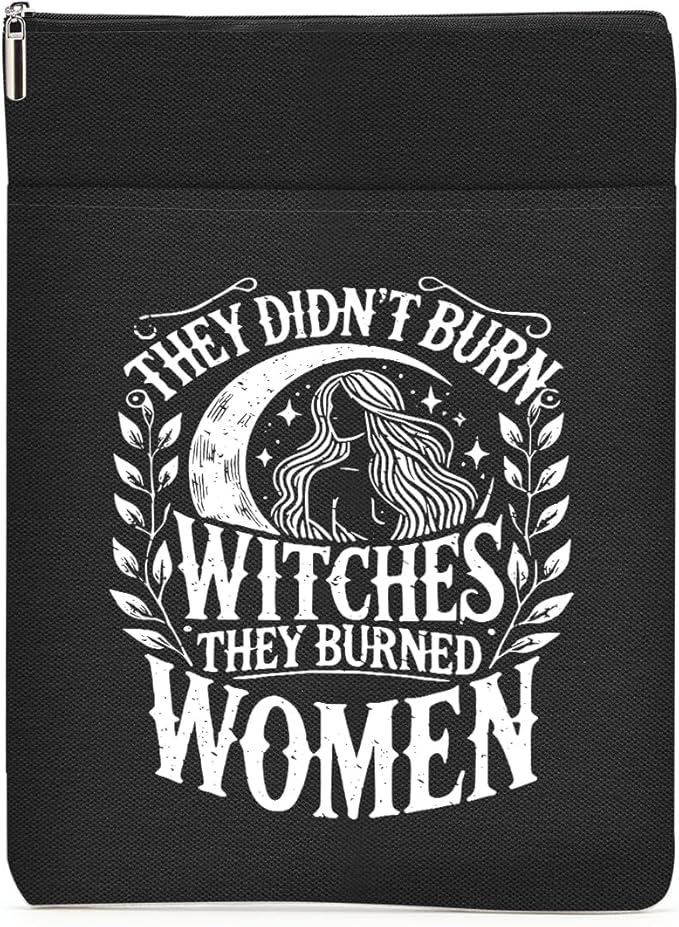 Book Themed Gifts Waterproof Book Sleeve Book Pouch Halloween Reading Gifts Witchy Gifts for Women Friend Auntie Book Covers for Paperbacks Book Accessories Book Protector with Zipper and Front Pocket