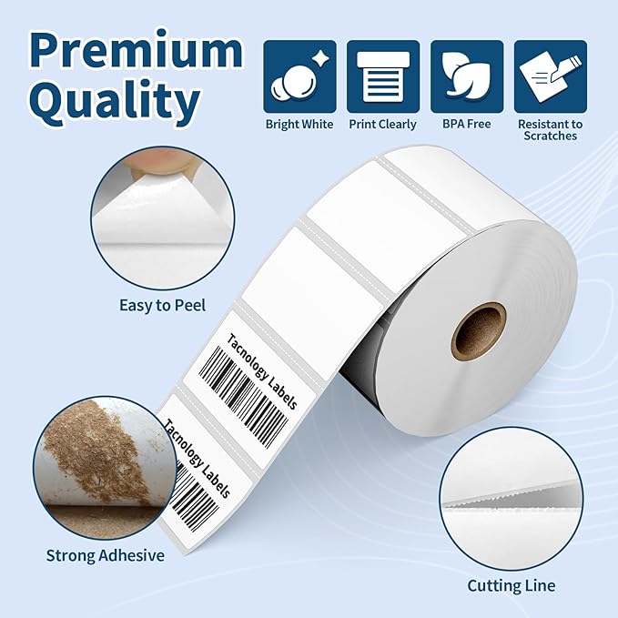 12 Rolls 2.25" x 1.25" Direct Thermal Labels, 12000 Labels 2-1/4x1-1/4 Barcode & Multipurpose Label,Self-Adhesive Address Shipping Stickers Compatible with Zebra, Rollo, Munbyn Thermal Labels Printers