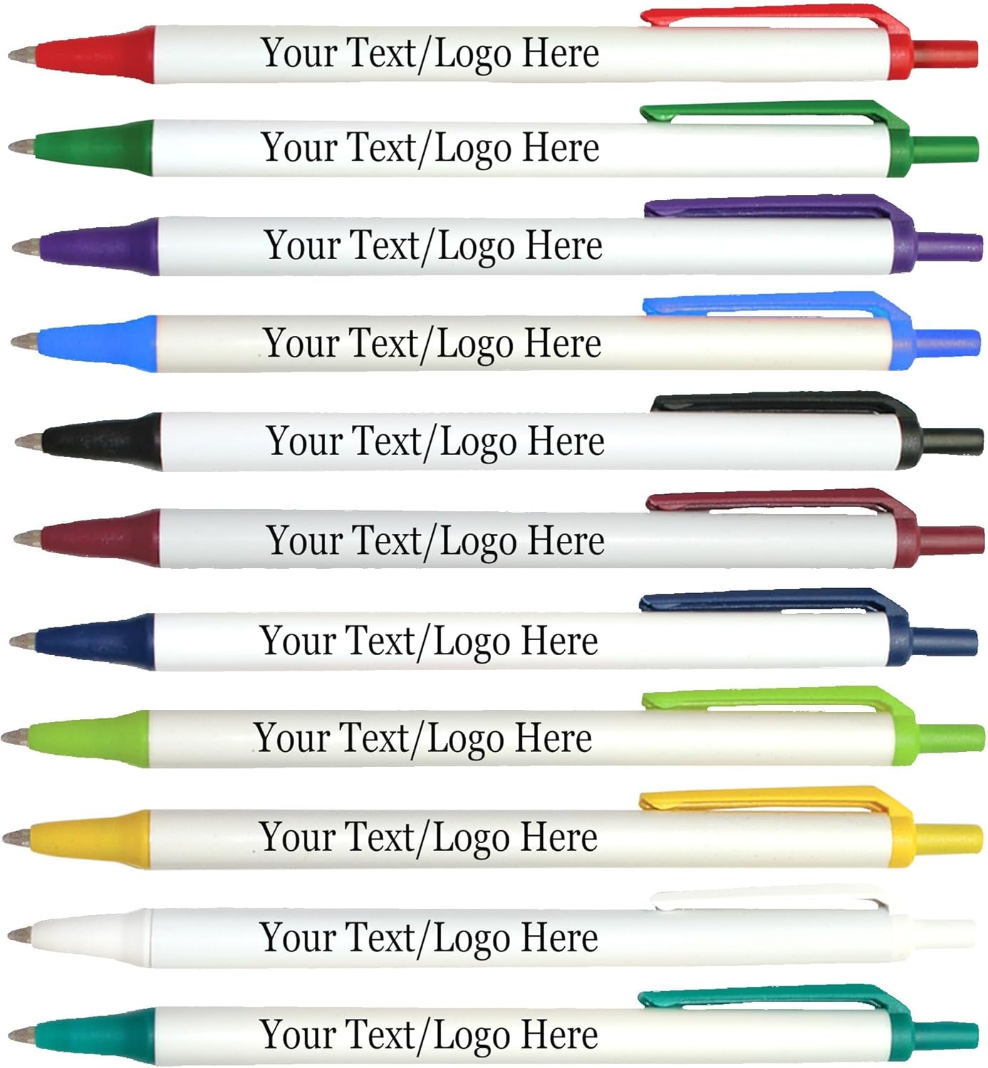 Personalized Click Stick Pens With your Custom Logo or Text-300 Pack Bulk-for Businesses, Parties, and Events, Custom Printed Retractable Slim Ballpoint Pens, Dark Purple, Black Ink