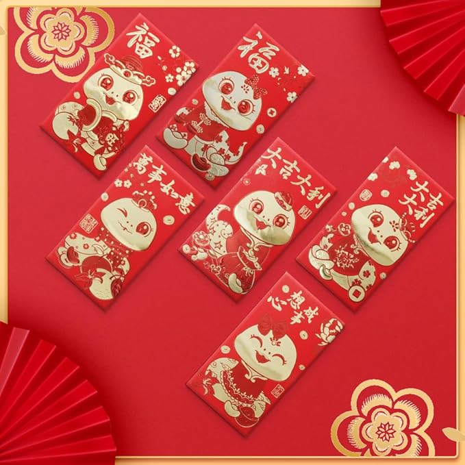 Red Envelope Snake 2025, 36 Pcs Cute Red Envelopes Chinese, Chinese New Year Red Envelopes, Lunar New Year Envelopes, Red Packets, Hong Bao, Lucky Money Envelopes for Wedding Birthday Spring Festival