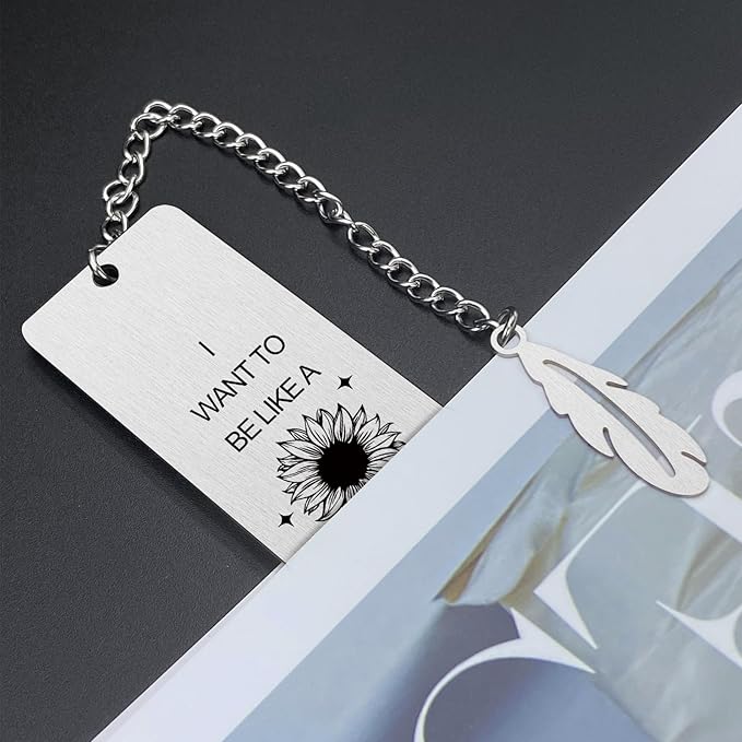 Sunflower Gifts for Women,Inspirational Bookmarks with Chain,Book Markers for Reading,Back to School Coming of Age Gifts,Graduation Gifts,Kids Teen Girls Him Her Christmas Stocking Stuffers