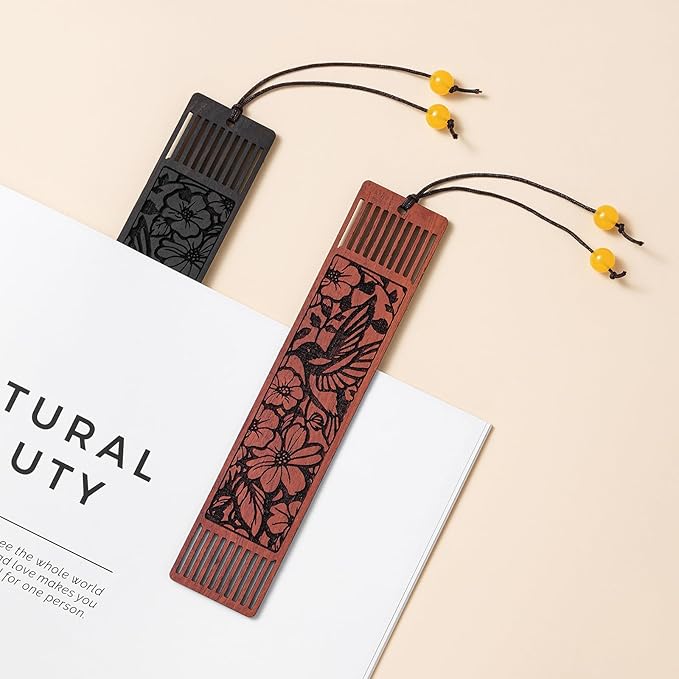 Wood Hummingbird Bookmark Gifts,Aesthetic Bookmarks Book Marks for Reading Women, Gifts for Bird Lovers (Hollow Hummingbird)