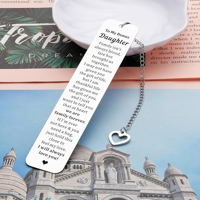 Bonus Daughter Gifts - to My Bonus Daughter Bookmarks Unbiological Daughter Gifts Stepdaughter Gifts for Stepmom Mother Daughter Gifts from Mom Birthday Christmas Valentines Gifts for Daughter