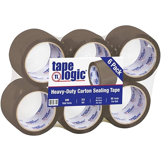 Aviditi Tape Logic 3 Inch x 55 Yard 3.5 Mil Tan, Heavy Duty Acrylic Packing Tape, 6 Pack, Perfect for Packing, Shipping, Moving, Home and Office (T905350T6PK)