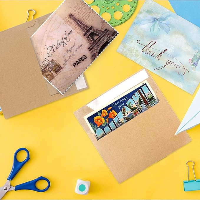 100 Pack Kraft Envelopes,A4 Envelopes,4x6 Envelopes for Invitations,Wedding, Baby Shower,Brown Kraft Envelopes for Personalize Gift Cards, Birthday Party