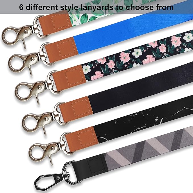 Black Marble Lanyard, Long Neck Lanyard with Metal Clasp, Sturdy Durable Women Men Id Badge Lanyard, Neck Lanyard Strap Ideal for Car Keys, Card Holder, Whistle, Keychain, Wallet