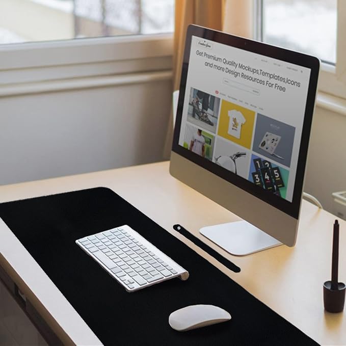 ‎Boutilon Leather Desk Pad 35"x 17" Non-Slip Mouse Pad,Office Desk Mat,Waterprooft PU Leather Desk Blotter,Desk Pad Protector,Desk Writing Pad for Home Office Decor (L-Black,35"x 17")