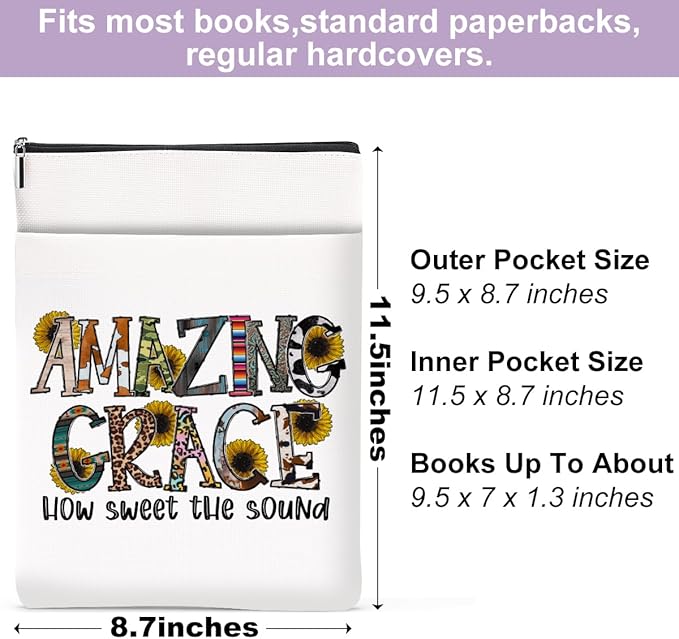 Inspirational Western Faith Christian Gifts Book Sleeve Book Cover Religious Cowgirl Accessories for Women Therapist Mom Friendship Christmas Birthday Book Lovers Gifts Book Protector with Zipper