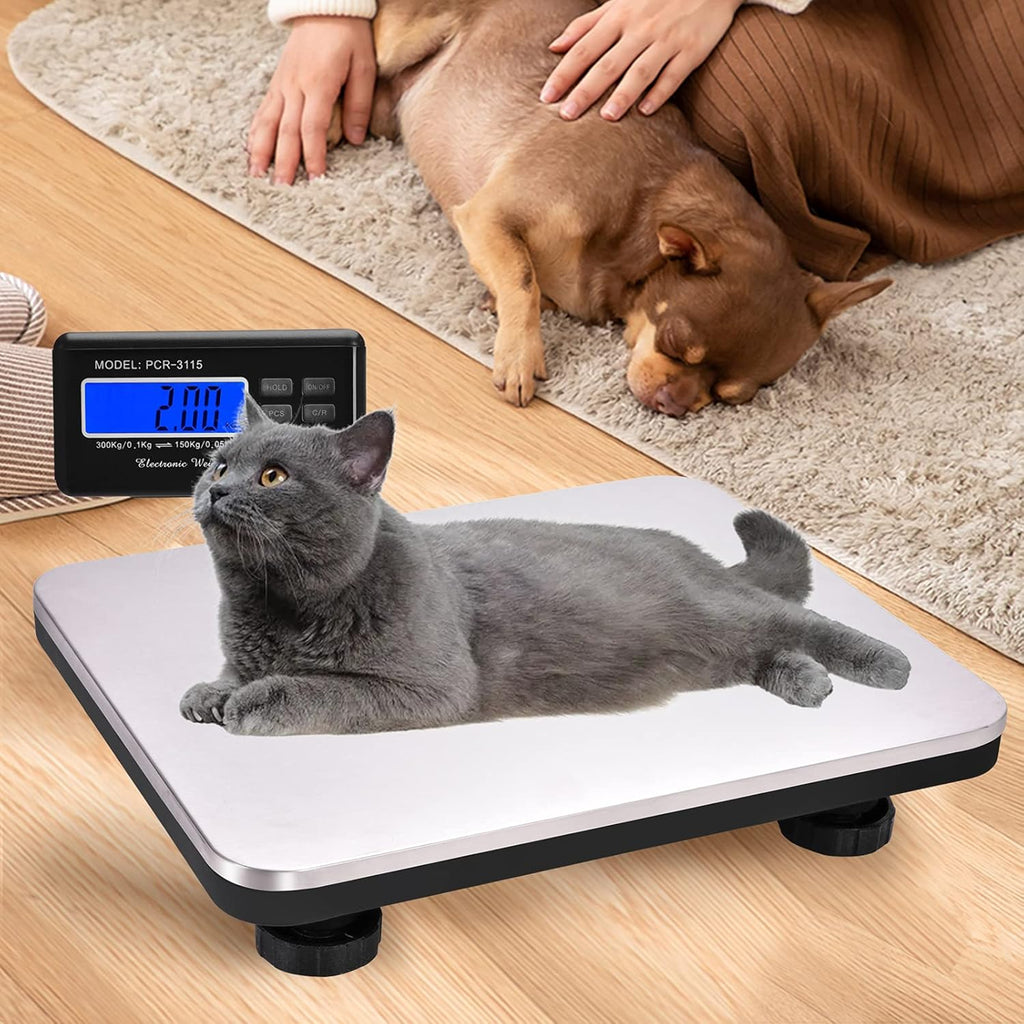 Shipping Scale 660lbs LCD Digital Postal Scale, Stainless Heavy Duty Postage Scale for Packages, 300kg Capacity Platform Scale for Shipping Weighing（14"X 12"）