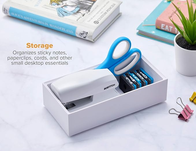 Bostitch Office Konnect Desk Organizer Accessory Tray, Wide, Stacks for Desktop Storage, White (Pack of 2)