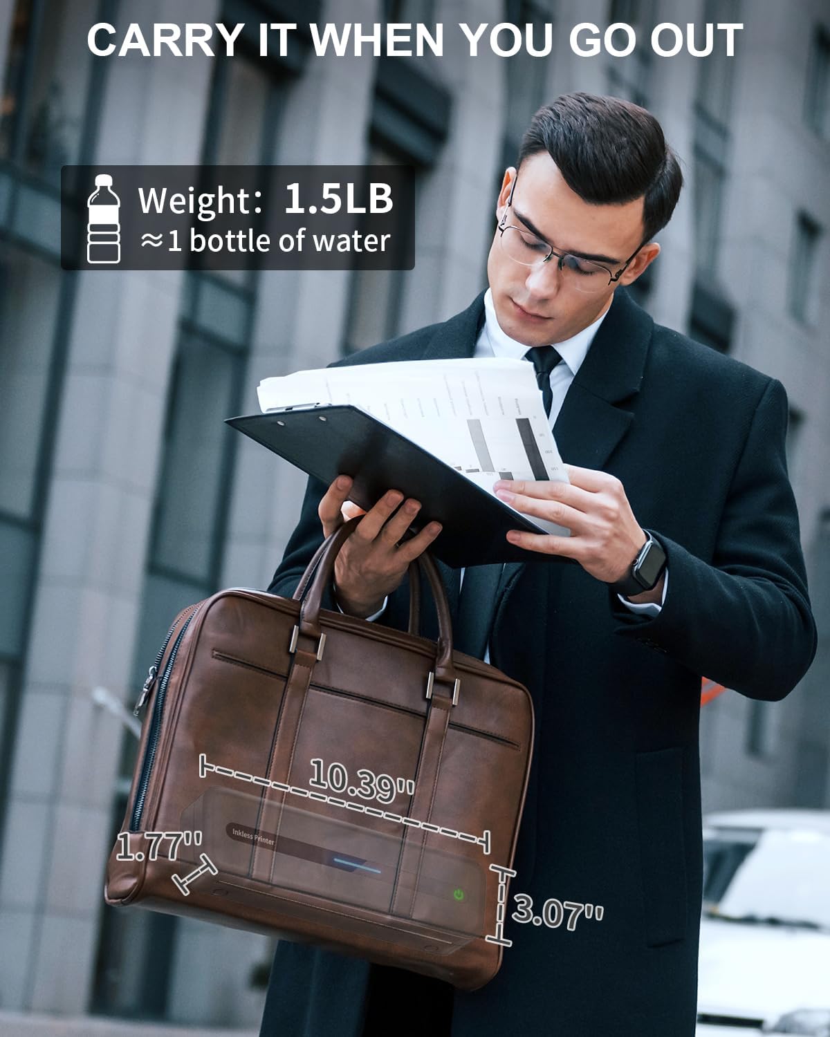 COLORWING Portable Printers Wireless for Travel, 300DPI Mini Compact Inkless Printer, Thermal Bluetooth Printer Compatible with Android and iOS Smartphone & Tablet & Laptop - Gray