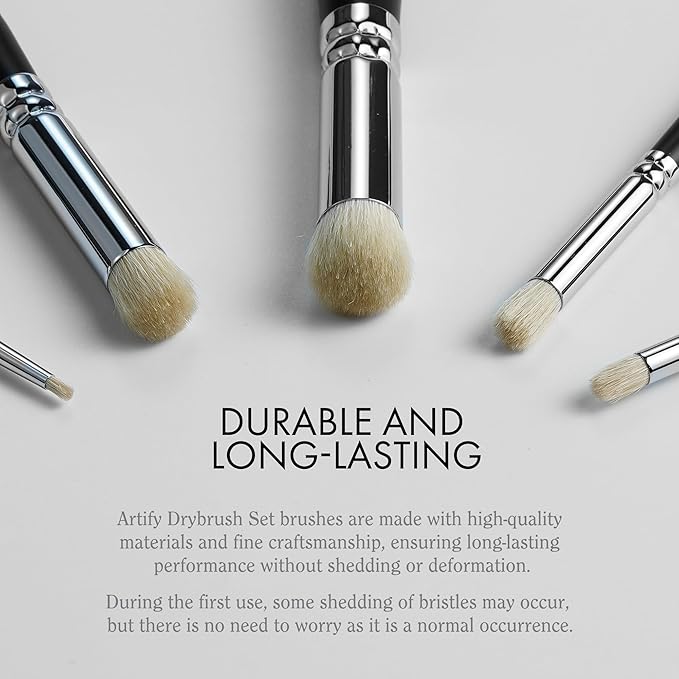 ARTIFY Drybrush Set with Dampening Pad and Brush Soap: 5 Sizes Professional-Grade Dry Brush for Effortless Miniature & Model Painting - Hobby Paint Brushes for Tabletop & Wargames Miniatures
