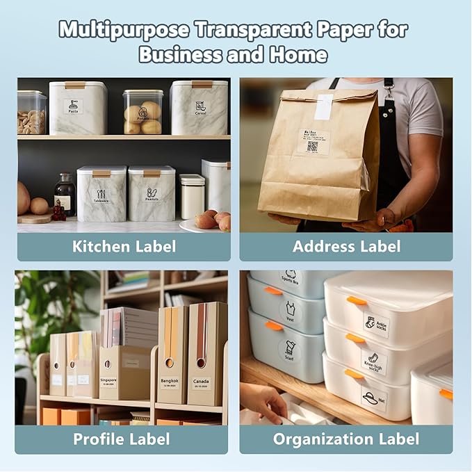 Transparent Thermal Label Paper, Round Multi-Purpose Label for Phomemo M110/M220/M120/M150/M250/M221 Label Printer, Self-Adhesive Thermal Printer Paper, 1.57"x1.18"(40x30mm) 180 Labels/Roll, Clear