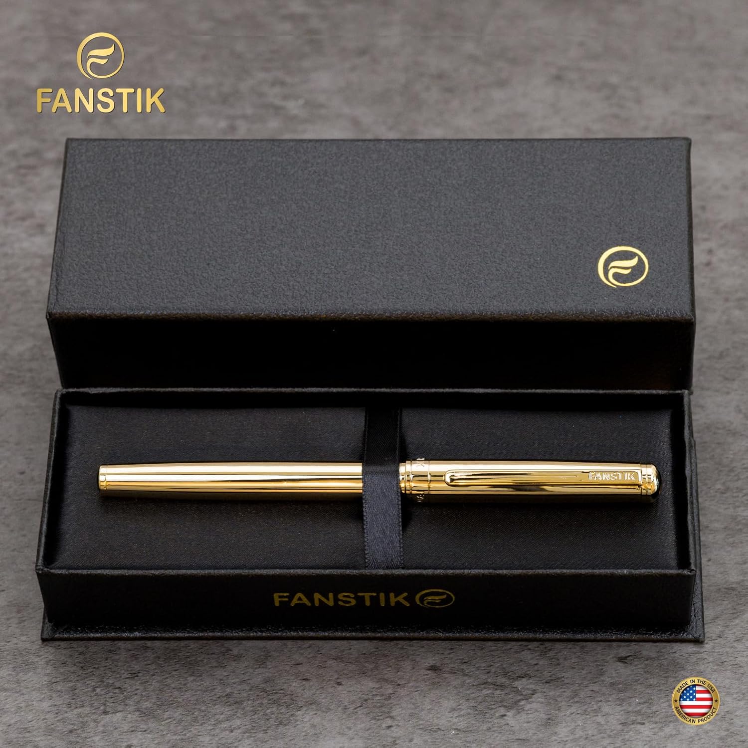 Customized Gold Luxury fountain pen (Made In USA) fancy gift set for women, Real 24K Gold Plating, Professional executive pen gift set for men (Lux Custom-fountain Gld)