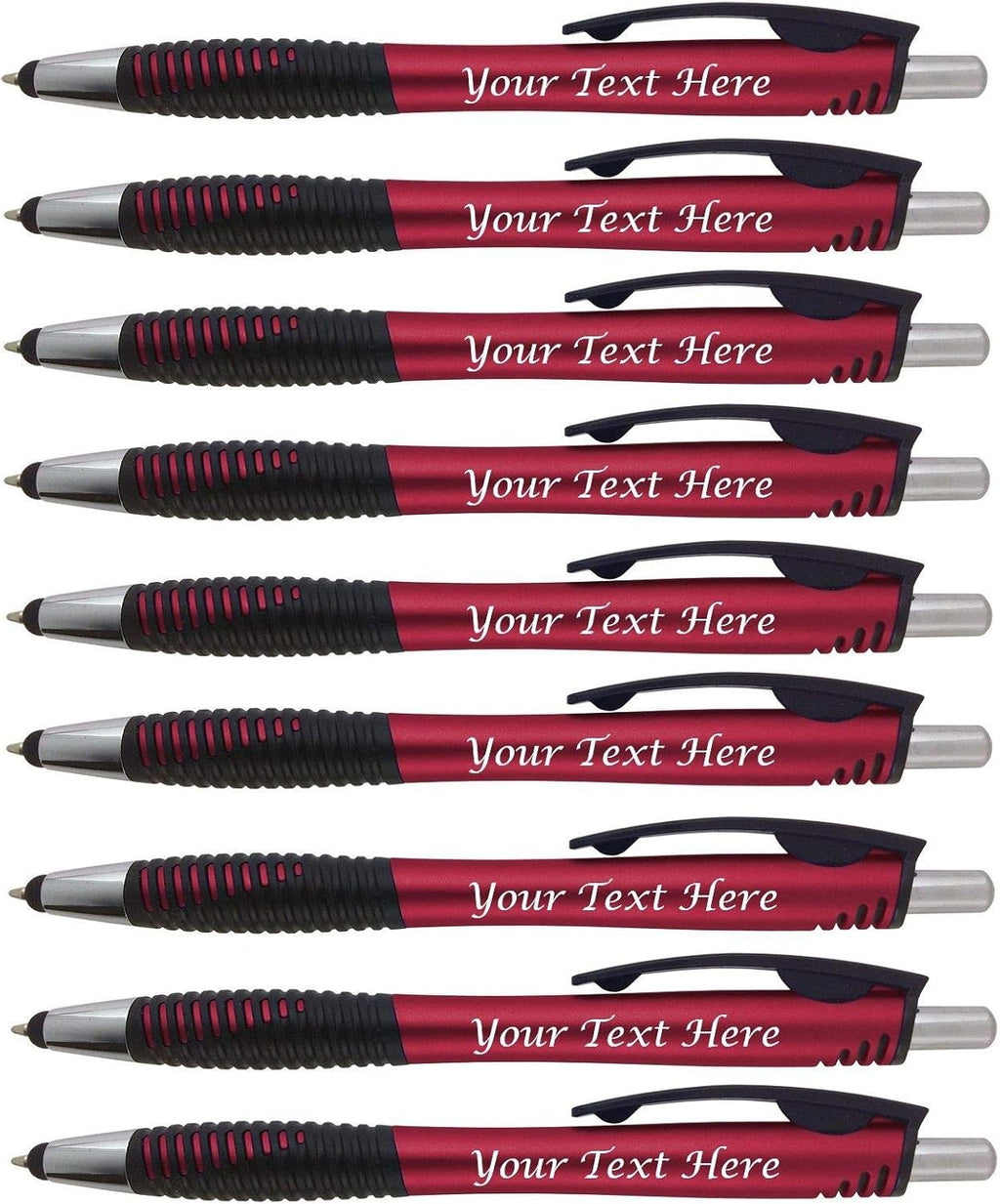 Customized Pens with Your Custom Logo or Text-250 Pack Bulk-for Businesses, Parties, and Events, 2 in 1 Capacitive Stylus & Ballpoint Pen Compatible with Most Touchscreen Devices, Red