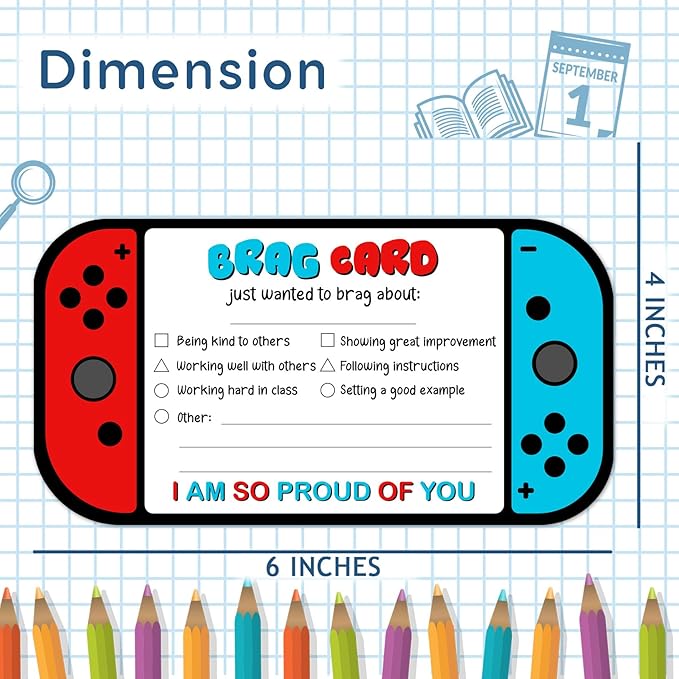 Video Game Theme Positive Brag Card, Teacher Mail for Elementary Classroom Rewards to Students