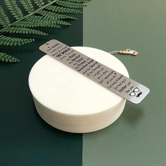 Bookmark for Daddy Thank You Birthday Gifts Papa I Love You Bookmarks Appreciate Fathers Day Present Dad Personalized Book Lover Retirement Christmas Keepsakes Book Mark with Chain from Son Daughter