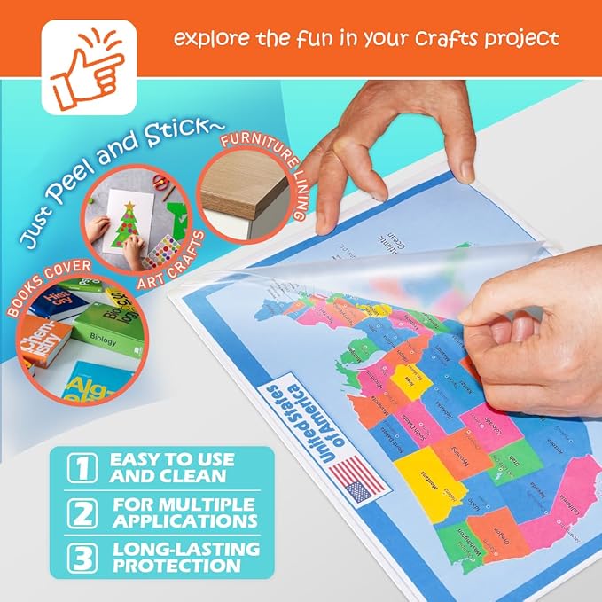 Olivo Clear Contact Paper Roll for Books Crafts 17.5 in x 10 ft Peel and Stick Adhesive Book Cover Plastic Protector