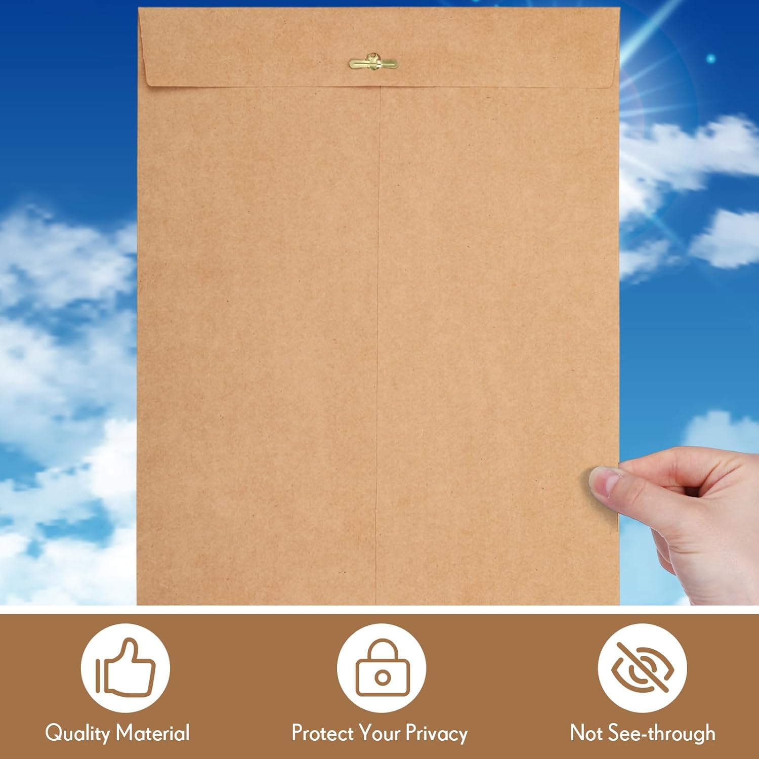 Teling 50 Pcs Manilla Envelopes Clasp Kraft Catalog with Closure for Storing Mailing 28 lb Kraft Envelope Paper for Office Document School Business Home(Brown,10 * 13)
