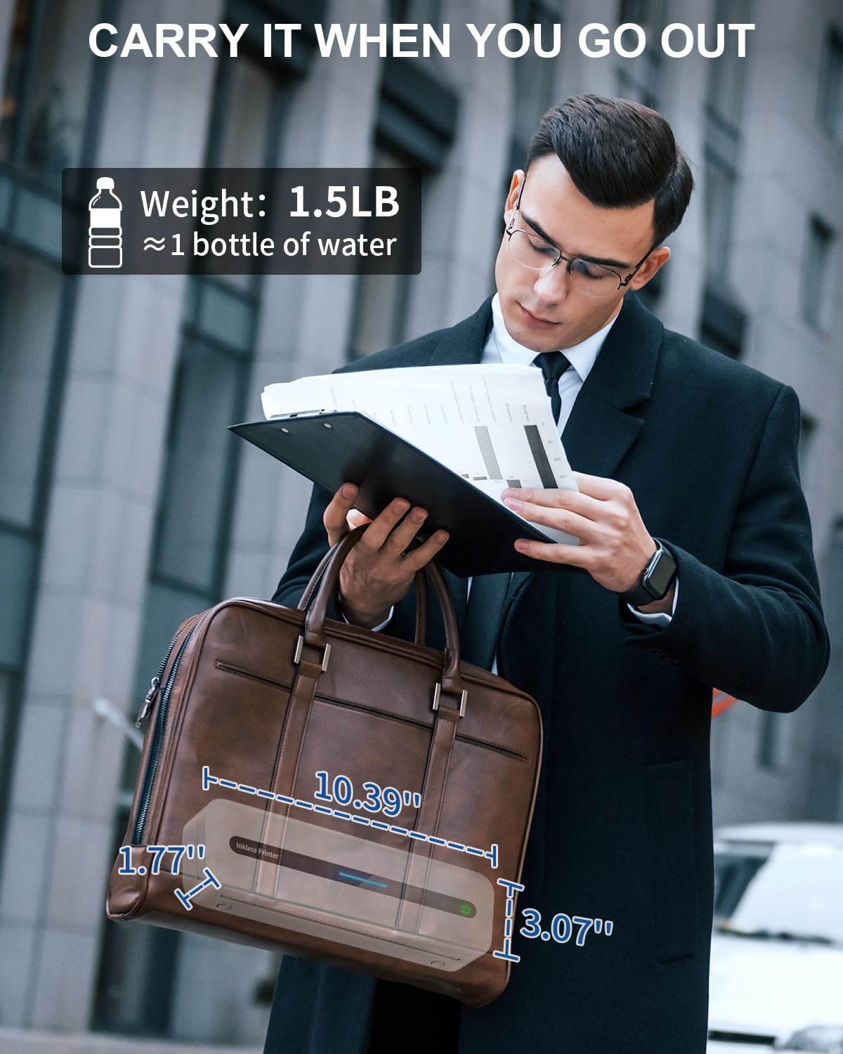 COLORWING M832 Portable Printers Wireless for Travel, 300DPI Mini Compact Inkless Printer, Thermal Bluetooth Printer Compatible with Android and iOS Smartphone & Tablet & Laptop - White