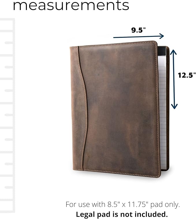 PEGAI Handmade 100% Leather Padfolio, Legal Pad Organizer for Business School Office Conference, Heavy Duty Full Grain Cow Hide Resume Interview Folio, Amazing Gift Idea | Marshall (Chestnut Brown)