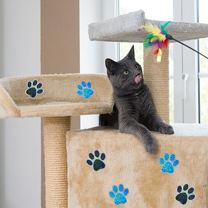 2 Inch Paw Stickers,300Pcs Sparkle Black Paw Stickers,Self-Adhesive Holographic Shiny Bear Paw Stickers Roll for Kids Birthday Decor Envelopes Seals Cards Gift Wrap