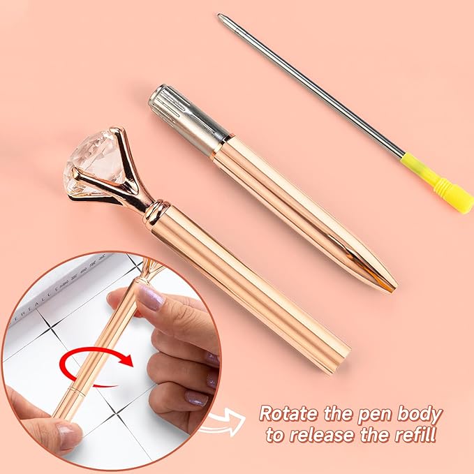 Cute Pens for Women, 6 Pcs Rose Gold Pens Metal Ballpoint Pens Bulk, 1.0mm Medium Point Black Ink Pens, Office and School Supplies Cool Fun Pens Gifts for Women Teacher Nurse (Rose Gold)